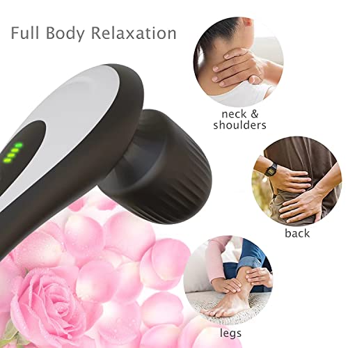 Roysmart Siedem masażer ręczny masażer pleców, 6 wymiennych węzłów, 6 prędkości i 6 trybów, bezprzewodowy masażer tkanek głębokich do pleców, mięśni, stóp, szyi, ciała, czarny - obrazek 6