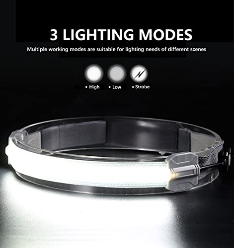 Latarka czołowa ładowana przez USB, 80000 lumenów, super jasna opaska na czoło, szeroka wiązka światła 210°, oświetlenie COB i czerwone światło, 3 tryby światła, lekka latarka czołowa, na kemping, wędrówki, jazdę na rowerze - obrazek 9