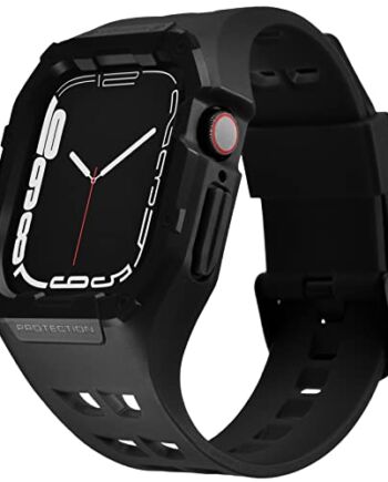 Nereides Pasek kompatybilny z Apple Watch 45 mm, 44 mm, wytrzymały pasek z TPU, z odporną na uderzenia ramką z poliwęglanu, sportowy pasek do iWatch serii SE/ 7/ 6/ 5/ 4