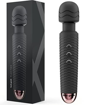 Wand Masażer od bed geek Bezprzewodowy Ręczny Masaż Elektryczny z Miękkiego Silikonu 25 Trybów Wodoodporny Akumulator Ładowany na USB (Czarny)