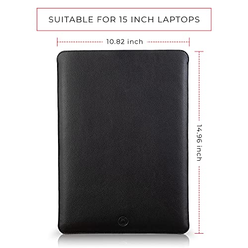 Pokrowiec na laptopa ze skóry PU, pokrowiec na laptopa z wyściółką z naturalnej wełny, kompatybilny z MacBook Pro Sleeve i MacBook Air, pokrowiec na laptopa HP, rękaw na laptopa 15 cali, rękaw na laptopa 14-calowy - czarny - obrazek 4