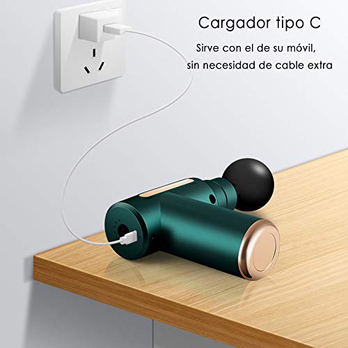 azorex Pistolet do Masażu Mięśni Mini Tkanina z 6 poziomami 4 Osobista Głowica Masażera (Czarna) - obrazek 5