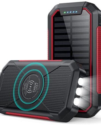 HETP Solarny bezprzewodowy powerbank, 26800 mAh, 25 W, PD (wejście USB C i wyjście) Dual QC 4.0, szybkie ładowanie, zewnętrzny akumulator z latarką, kompatybilny z iPhone 12 13 11 Samsung Huawei Xiaomi Tablets, HX200Q9