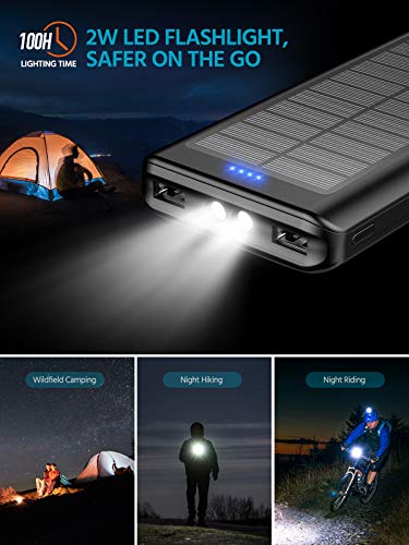Solarny Powerbank 30000 mAh, akumulator zewnętrzny: Power Bank przenośna ładowarka do użytku na zewnątrz, z 2 gniazdami USB i latarką, do telefonów komórkowych, do smartfonów, tabletów i innych - obrazek 2