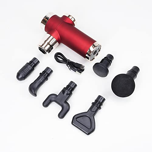 PNI FG8097 masażer wibracyjny, 6 głowic do masażu, 4 poziomy intensywności, akumulator 2500 mAh, czerwony - obrazek 3