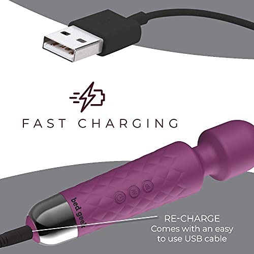 Wand Masażer z Nową Funkcją Zapamiętywania od bed geek Bezprzewodowy Ręczny Elektryczny Masażer do Masażu Miękki Silikon 20 Trybów 8 Prędkości (Fioletowy) - obrazek 4