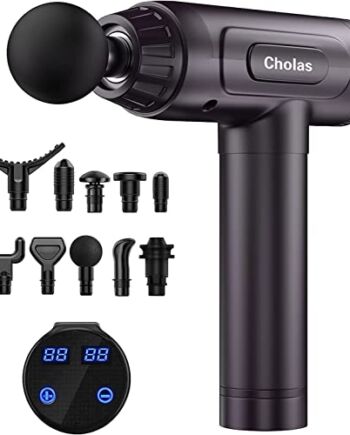 Pistolet do masażu głębokich tkanek, pistolet do masażu mięśni dla sportowców, 30 prędkości, 10 rodzajów głowic masujących, ręczny masażer do głębokich mięśni ciała do mięśni szyi pleców, fioletowy