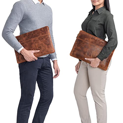 STILORD 'Murphy' Rêkaw do laptopa 15,6-calowy Skórzany pokrowiec na MacBooka 16-calowy i 15-calowy Folder na dokumenty Notebooka Organizator, Kolor:napoli - br±zowy - obrazek 6