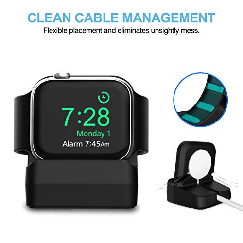 Cozycase Stacja ładująca, stojak kompatybilny z Apple Watch Series 8/Series 7/SE/Series 6/Series 5/Series 4/Series 3/Series 2/Series 1, uchwyt do stacji dokującej do 44 mm/42 mm/40 mm/38 mm (czarny) - obrazek 6