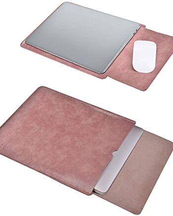 TECOOL 13,3 cal Torba Laptop Pokrowiec, Wodoodporny Laptopa Pokrowiec Ochronny Skórzany dla MacBook Air/Pro 13 2012-2020 M1, Microsoft Surface Laptop i 13 Lenovo Huawei Dell HP Acer Asus - Stary Róż