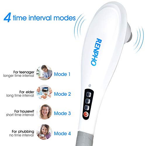 Masażer, RENPHO Ręczny Masażer do Głębokich Tkanek z Akumulatorem o Dużej Pojemności 2600mAh do Mięśni, Pleców, Stóp, Szyi, Ramion, Nóg, Lydek Uśmierzanie Bólu i Masaż Całego Ciała, Biały - obrazek 6