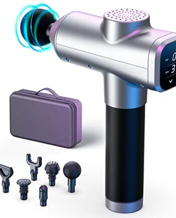 Przenośny pistolet do masażu mięśni, urządzenie do głębokiego masażu z 30 prędkościami i 6 głowicami do masażu, wyświetlaczem LCD i funkcją timera