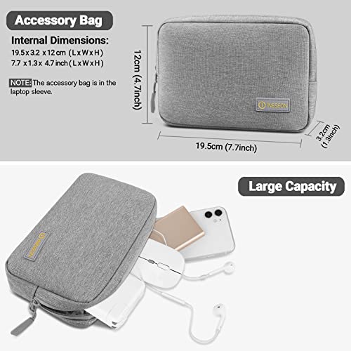 I INESEON 13-calowy pokrowiec ochronny na laptopa z etui na akcesoria do MacBooka Air 13 M1/M2, 2016-2022 MacBook Pro 13, Surface Pro 8/7/6/X, XPS 13, Envy 13, Matebook 13, szary - obrazek 3