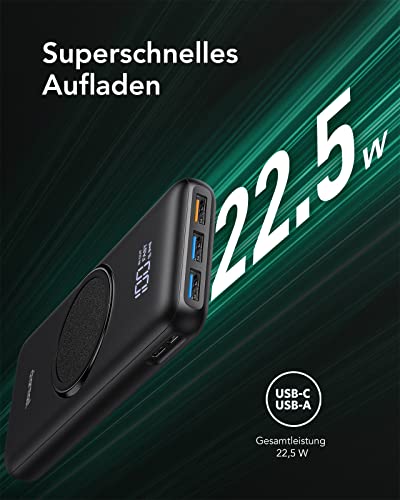 Charmast Wireless Power Bank 20000mAh, 22.5 W USB A & 20W USB C PD QC 3.0 wireless zewnętrzny akumulator z LED Display, Bezprzewodowy bank energii z 4 wyjścia i 2 wejścia Kompatybilny z smartfony e Tablet - obrazek 6