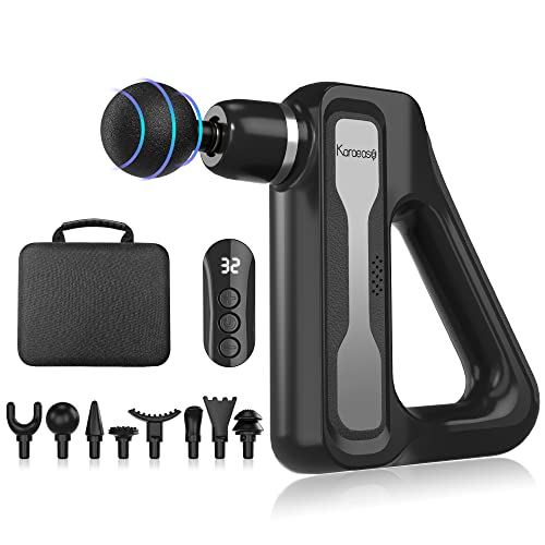 Pistolet do masażu mięśniowego,Karaeasy Masażer 32 Prędkość 8 Głowice Masażer Mięśni Przenośny Pistolet Masaż Perkusyjny Fizjoterapeutyczny Napięcia Przykurcze DOMS Masaż