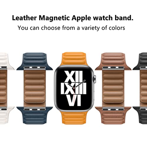 AIYIRUO Kompatybilny z Apple Watch7 Pasek Skórzany Magnetyczny Bransoletka Apple Watch 45mm 44mm 41mm 40mm Pasek do Apple Watch Band z Blokowania do iWatch Band Series 7/SE/6/5/4/3/2/1 - obrazek 5