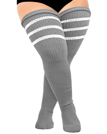 DRESHOW Plus Rozmiar Zakolanówki Akarpetki w Paski Over Knee Długie Bu