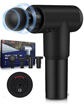 Deep Tissue pistolet do masażu mięśni, perkusyjny, sportowy pistolet do masażu powięzi, akumulator, cichy pistolet do masażu (czarny)