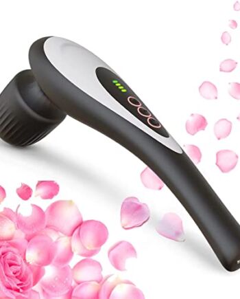 Roysmart Siedem masażer ręczny masażer pleców, 6 wymiennych węzłów, 6 prędkości i 6 trybów, bezprzewodowy masażer tkanek głębokich do pleców, mięśni, stóp, szyi, ciała, czarny