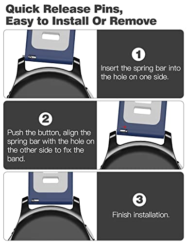 TiMOVO Band Compatible with Samsung Gear S3 Frontier/Galaxy Watch 46mm/Watch 3 45mm, 22mm Silicone Replacement Band for Vivoactive 4/Huawei Watch GT 3 2 Pro/GT3 46mm/GT2 46mm/GT 2e,Midnight Blue/White - obrazek 3