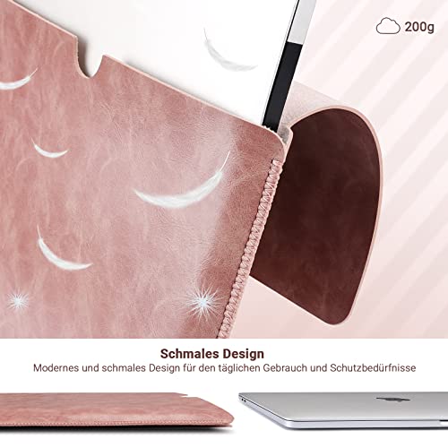 TECOOL 13,3 cal Torba Laptop Pokrowiec, Wodoodporny Laptopa Pokrowiec Ochronny Skórzany dla MacBook Air/Pro 13 2012-2020 M1, Microsoft Surface Laptop i 13 Lenovo Huawei Dell HP Acer Asus - Stary Róż - obrazek 3