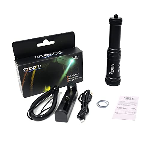 NiteScuba S12 latarka do nurkowania, 1200 lumenów, podwodna, 100 m, z XPH50 LED, na kemping, latarka taktyczna z akumulatorem i ładowarką Scuba zapasowe światło NiteScuba - obrazek 2
