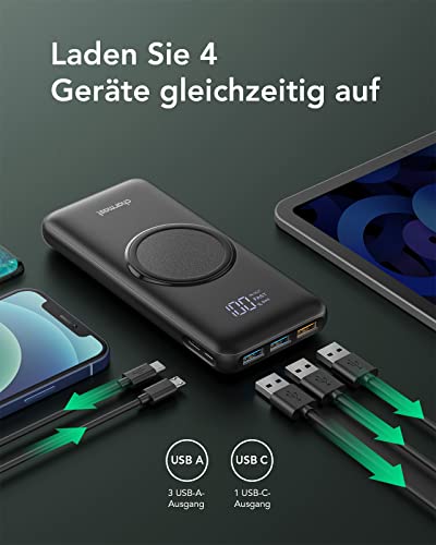 Charmast Wireless Power Bank 20000mAh, 22.5 W USB A & 20W USB C PD QC 3.0 wireless zewnętrzny akumulator z LED Display, Bezprzewodowy bank energii z 4 wyjścia i 2 wejścia Kompatybilny z smartfony e Tablet - obrazek 7