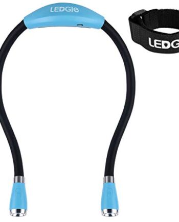 LEDGLE Lampka LED do czytania elastyczna lampka na łóżku, 3 poziomy jasności/wolne ręce/możliwość ponownego naładowania na kempingu, podczas wędkowania, jazdy na rowerze, podróży, naprawy jasnoniebieska