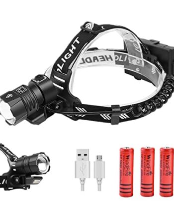 Lampa czołowa LED do ponownego ładowania, USB, super jasna, z 4 trybami świecenia, regulowany reflektor ostrości, ładowanie przez USB, wodoszczelna, profesjonalna lampa czołowa na kemping, wędrówki, wędkowanie