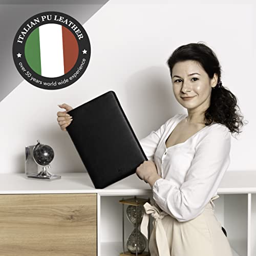 Pokrowiec na laptopa ze skóry PU, pokrowiec na laptopa z wyściółką z naturalnej wełny, kompatybilny z MacBook Pro Sleeve i MacBook Air, pokrowiec na laptopa HP, rękaw na laptopa 15 cali, rękaw na laptopa 14-calowy - czarny - obrazek 6