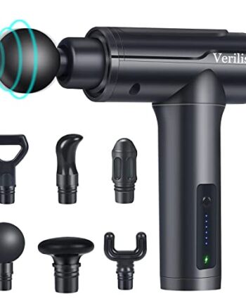 Potężny pistolet do masażu, głębokich tkanek masażer mięśni/szyi 6 prędkości ręczny ultracichy inteligentny hit powięzi pistolet do masażu ciała relaks fitness ulga w bólu mięśni, 6 głowic do masażu