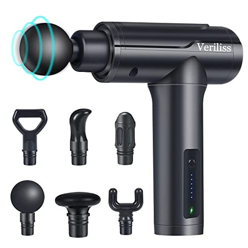 Potężny pistolet do masażu, głębokich tkanek masażer mięśni/szyi 6 prędkości ręczny ultracichy inteligentny hit powięzi pistolet do masażu ciała relaks fitness ulga w bólu mięśni, 6 głowic do masażu