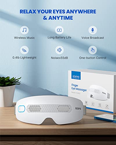 Augenmassagegerät, Renpho Rhythmus-Augenmassage-Maske Basic mit Sichtfenster, 16 Vibrationsköpfen und Musik, 4 Vibrationsmodi für Augenentspannung, trockene Augen und Augenringe nach der Arbeit - obrazek 3