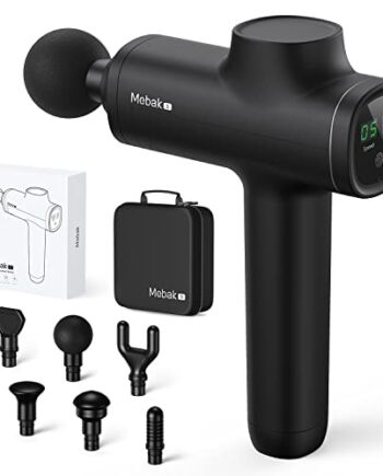 Mebak 5 Pistolet do masażu Massage Gun Masażer mięśni Elektryczny masażer do rąk Powięź Głęboka tkanka do szyi Powrót Stopy ciała Cichy silnik bezszczotkowy 6 głowic 5 prędkości Pistolet powięzi