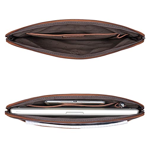 STILORD 'Murphy' Rêkaw do laptopa 15,6-calowy Skórzany pokrowiec na MacBooka 16-calowy i 15-calowy Folder na dokumenty Notebooka Organizator, Kolor:napoli - br±zowy - obrazek 4