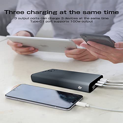 SLuB Power Bank 20000 mAh przenośna ładowarka PD/QC 3.0 100 W szybkie ładowanie 3 porty wyjściowe wyświetlacz zasilania USB szybkie ładowanie mobilny zasilacz odpowiedni do iPhone'a, Samsung, Huawei, tabletów, laptopów - obrazek 3