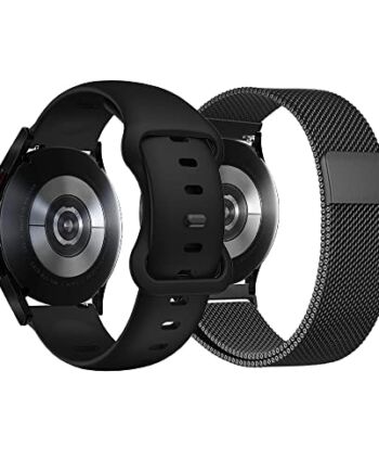 KoGiio Pasek 20 mm do zegarka Samsung Galaxy Watch 5 40 mm 44 mm / Watch 5 Pro 45 mm / Watch 4/4 Classic / Watch 3 41 mm / Gear S2 Classic, silikon + bransoletka ze stali nierdzewnej do Samsung Galaxy Watch Active 2