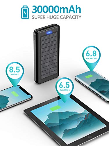 Solarny Powerbank 30000 mAh, akumulator zewnętrzny: Power Bank przenośna ładowarka do użytku na zewnątrz, z 2 gniazdami USB i latarką, do telefonów komórkowych, do smartfonów, tabletów i innych - obrazek 6