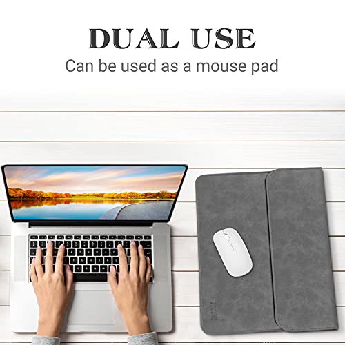 TECOOL 13 Calowy Pokrowiec Laptop Wodoodporny Ochronny Sztuczna Skóra dla 2018-2020 MacBook Air 13 Cali M1A2337/A1932/A2179, 2016-2020 MacBook Pro 13 M1A2338, XPS 13, Microsoft Surface Pro X 7 -Szary - obrazek 3