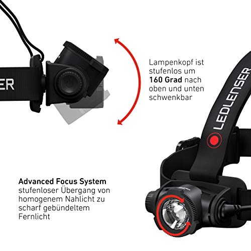 Ledlenser H7R Core latarka LED, 1200 lumenów, ładowana akumulatorem litowym, IP67, z możliwością ogniskowania, bezstopniowe ściemnianie, stałe światło, zasięg światła 260m - obrazek 7