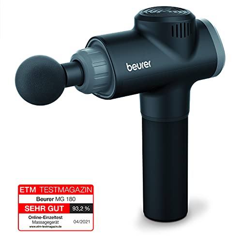 Beurer Pistolet do masażu MG 180, pistolet do masażu z 6 końcówkami, 4 poziomy intensywności do ukierunkowanego masażu mięśni, do aktywacji i regeneracji - obrazek 2