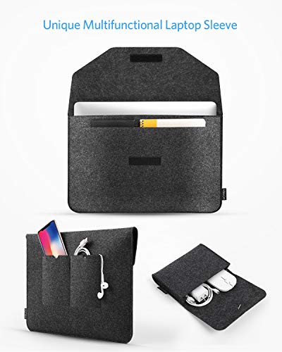 HOMIEE Pokrowiec na laptopa, 13,7-calowy MacBook Air (M2) Pro 13,3-calowy notebook tablet iPad Tab, kompatybilna z Pro i MacBook Air ochronna filcowa torba na laptopa z dodatkowym etui do przechowywania i podkładką pod mysz (czarny1) - obrazek 8