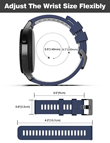 TiMOVO Band Compatible with Samsung Gear S3 Frontier/Galaxy Watch 46mm/Watch 3 45mm, 22mm Silicone Replacement Band for Vivoactive 4/Huawei Watch GT 3 2 Pro/GT3 46mm/GT2 46mm/GT 2e,Midnight Blue/White - obrazek 4