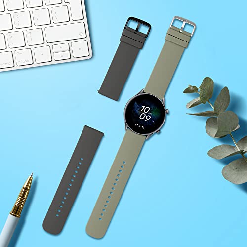 kwmobile 2 x sportowa bransoletka kompatybilna z Huami Amazfit GTR (47 mm) / GTR 2 / GTR 2e / GTR3 / GTR 3 Pro - pasek z silikonu TPU, zestaw trackerów fitness, pastelowy zielony szary - obrazek 8