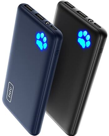 INIU Power Bank, [2 sztuki] 10 000 mAh, najlżejsze akumulatory do telefonów komórkowych USB C (wejście i wyjście) Powerbank, 3 A, zewnętrzny akumulator, mały, ale mocny, kompatybilny z iPhone Pro Max, Samsung, Huawei, Xiaomi iPad Airpods