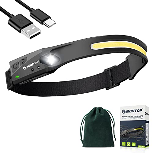 Reflektor LED Akumulator, inteligentny reflektor z czujnikiem COB&XPE Super jasny reflektor i reflektor 230 ° z 5 trybami światła, wodoodporny lekki reflektor dla dzieci i dorosłych Jogging