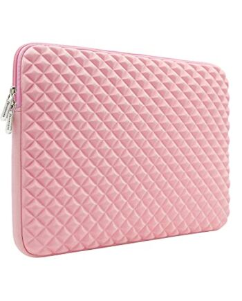 RAINYEAR 13-calowy pokrowiec na laptopa diamentowy futerał piankowy kompatybilny z M1 M2 MacBook Pro 14" A2442, 13,7" A2681, 13,3 Air Pro A2338 A2337 A2159 A2179 A2251 A2289 i dla 3 3,8 cm PC Notebook Chromebook (różowy)