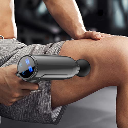 Massage Gun Deep Tissue, Percussion Muscle Massager Gun, 30 Speeds Quiet Handheld Massager for Muscle Neck Back Shoulder , LCD Touch Screen with 10 Heads - obrazek 2