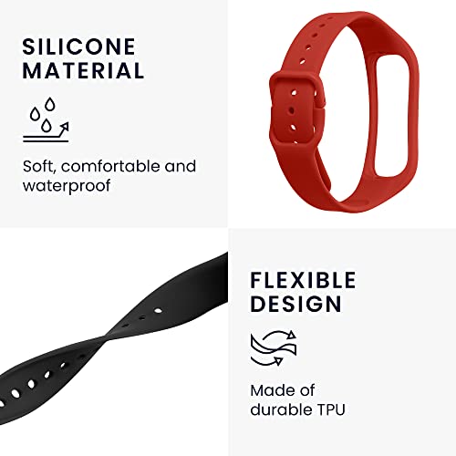 kwmobile Paski do zegarków kompatybilne z Samsung Galaxy Fit 2 - paski zestaw 2 wymiennych pasków silikonowych - czarny/czerwony - obrazek 7