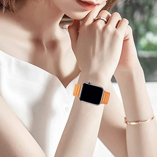 AIYIRUO Kompatybilny z Apple Watch7 Pasek Skórzany Magnetyczny Bransoletka Apple Watch 45mm 44mm 41mm 40mm Pasek do Apple Watch Band z Blokowania do iWatch Band Series 7/SE/6/5/4/3/2/1 - obrazek 3